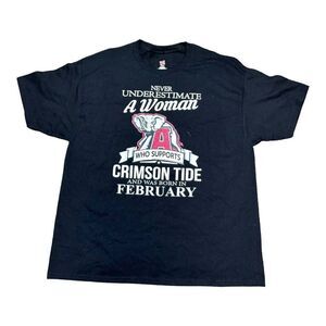 Alabama University Woman Who Supports Crimson Tide Born In February T-Shirt XL